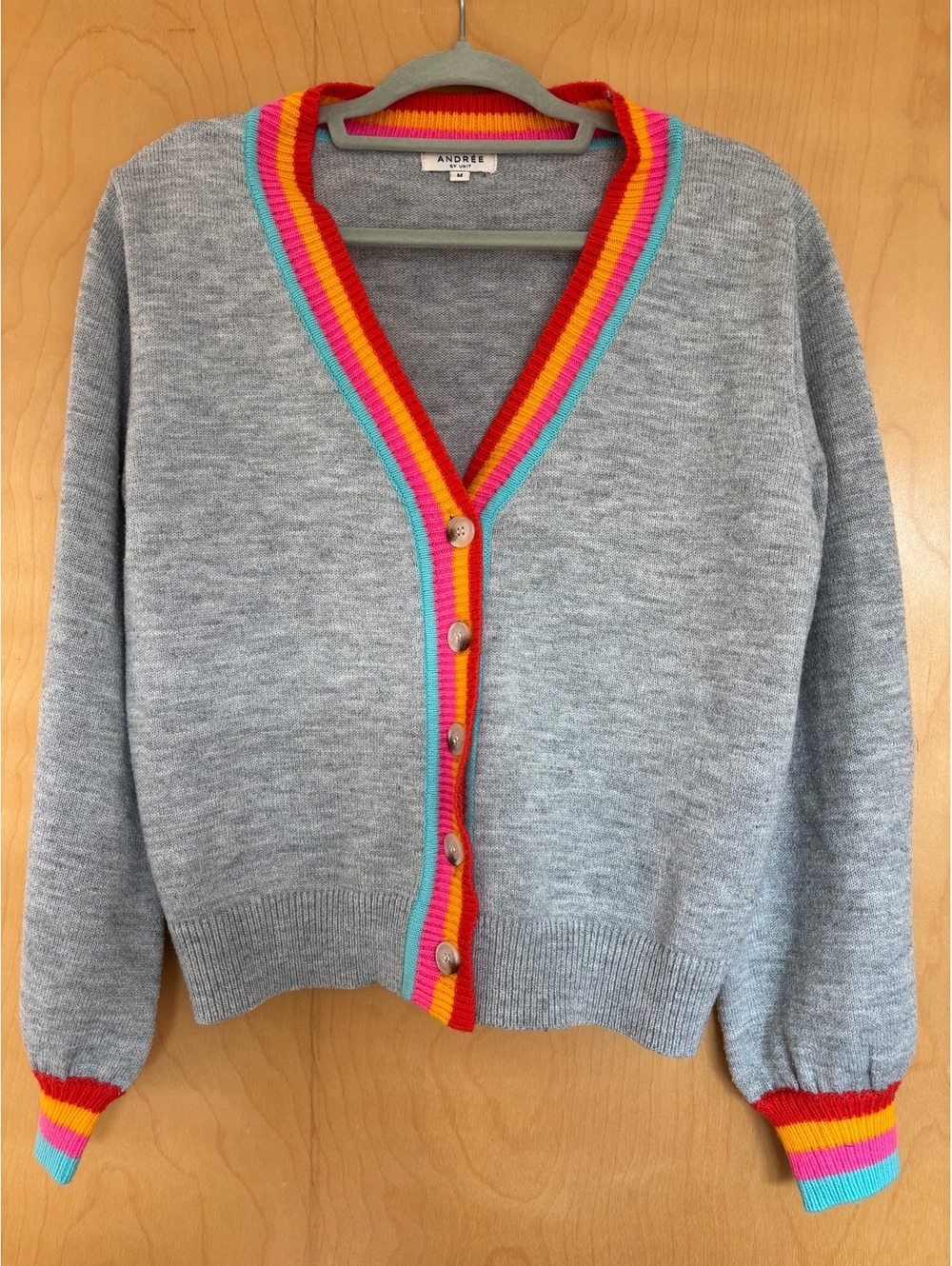 Grey & rainbow cardigan | size medium